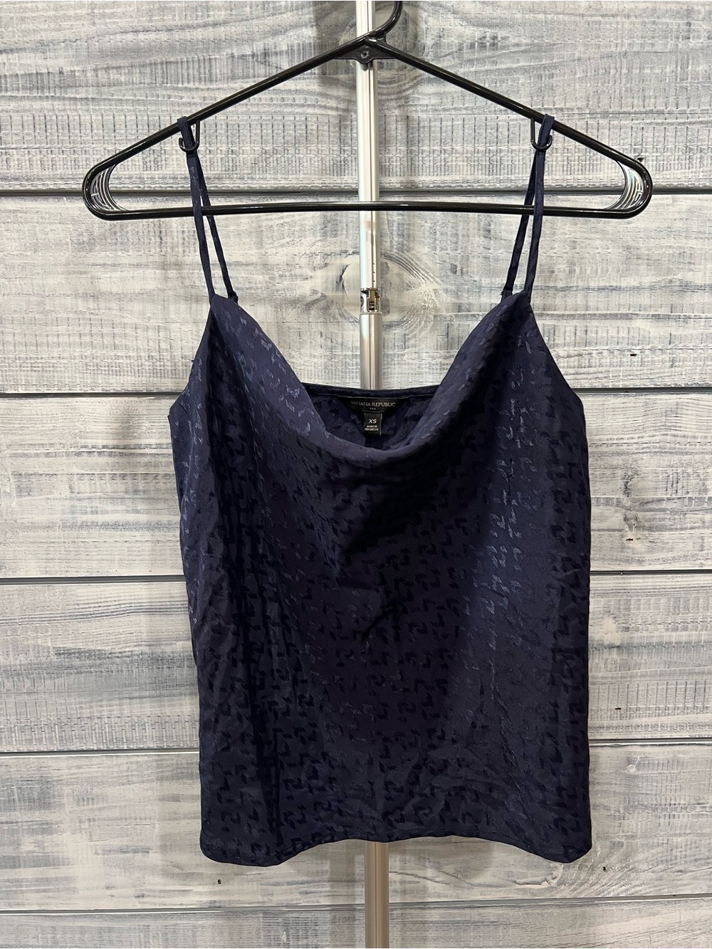 Banana Republic Navy Leopard Textured Satin Cowl Camisole